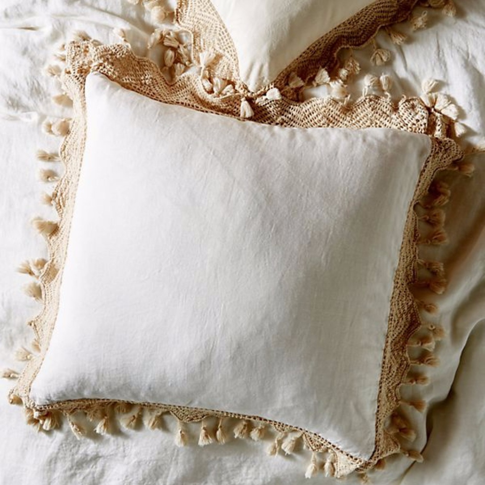 Anthropologie Tasseled Linen Euro Sham - Picture 2 of 5